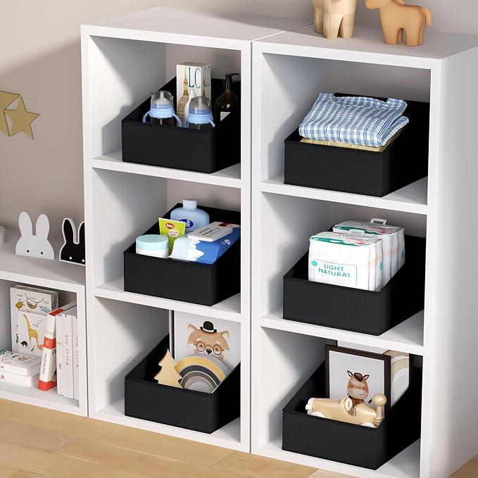 DIMJ Closet Storage Bins 10 Pack - Fabric Storage Baskets for Shelves, Collapsible Clothes Organizer with Handles, Trapezoid Shelf Organization Storage Cubes for Purse, Toys, Books, Towel, Clothes - Image 7