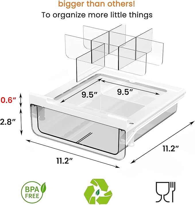 Compact-depth Under Shelf Basket Organizer, Under Shelf Storage Drawer Pull Out, Under Cabinet Basket Hanging Holder for Cupboard Cabinet Pantry Kitchen, Add-on Space Saver - Image 2