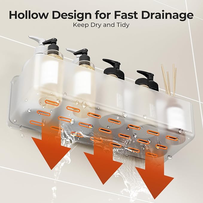 Orimade Shower Caddy 5-Pack, No-Drill Adhesive Shelves for Bathroom, Rustproof ABS Storage Organizer Set, Clear - Image 5