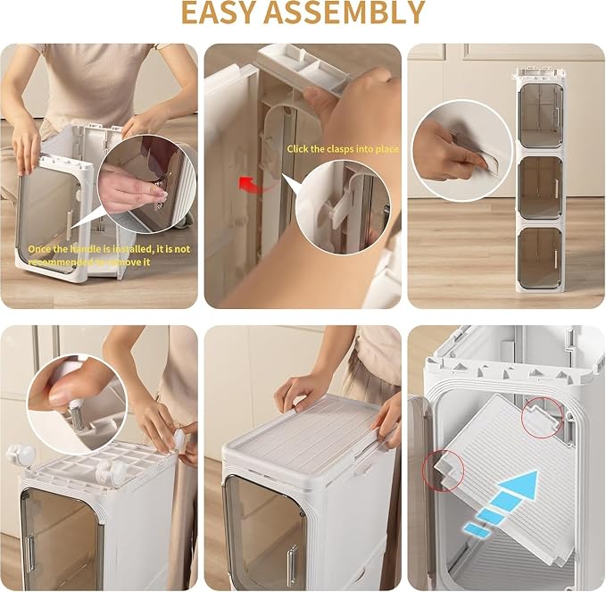 3-Tier Slim Narrow Bathroom Storage Cabinet, Cream White | Tool Free Assembly, Adjustable Shelves, Fits for Narrow Spaces, Reinforced Stability, Magnetic Clear Door - Image 6