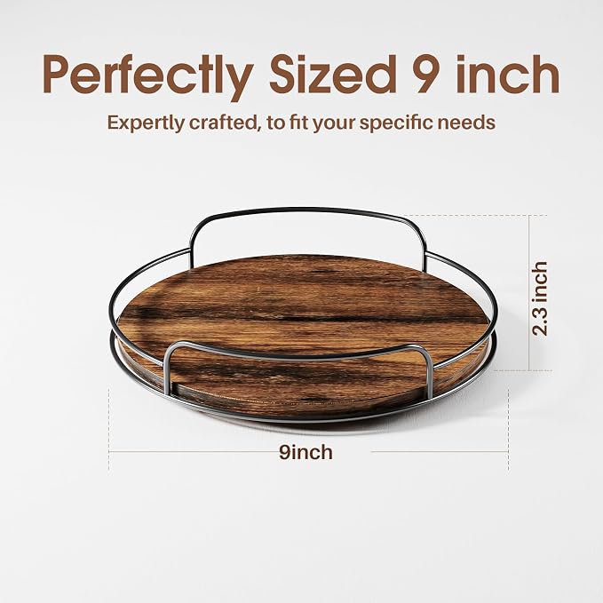 LAMU Lazy Susan Organizer, 9'' Lazy Susan Turntable for Cabinet, Table Top, Kitchen, Countertop, Bathroom, Pantry, Spice Organization, Wooden,1 Pack - Image 3