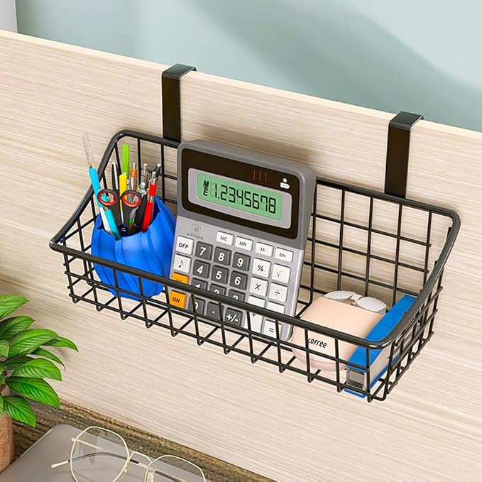 LeleCAT Over Cabinet Door Basket with hook Grid Storage Basket, Kitchen Storage Organizer,Over Cabinet Door Organizer,Hanging it behind a door or on a railing, Small, BLack,2 Pack - Image 9