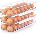 RoskDeewat Egg Holder for Fridge, Automatic Rolling Egg Container -3 Tier | Stackable Fridge Organizers and Storage with Lid, Sturdy Clear Plastic Egg Dispenser & Tray for Refrigerator by RoskDeewat