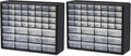 Akro-Mils 44-Drawer Plastic Drawer Storage Cabinet for Garage Organization, Bead Organizer, Building Bricks Storage, Teacher Toolbox, Makeup Organizer, 20" W x 6" D x 16" H, 10144 Black (Pack of 2) by Akro-Mils