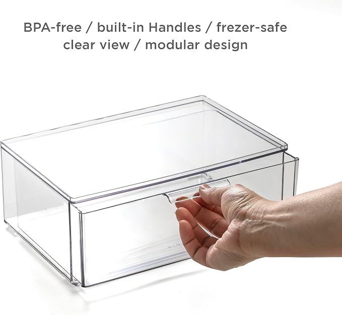 BINO | Clear Stackable Storage Drawers, Large | Clear Storage Drawers with Built-In Handles | Durable Plastic Organizer Drawer | Modular Stackable Drawer Acrylic Organizer - Image 3