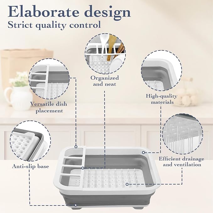 Collapsible Bowls, Plates, and Dishes Drainer, Portable Space-Saving Dish Rack for Kitchen, RV, Campers, and Travel Trailers - Image 6