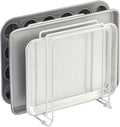 mDesign X-Large Steel Storage Tray Organizer Rack for Kitchen Cabinet - Divided Holder with 5 Slots for Skillets, Frying Pan, Pot Lids, Cutting Board, Baking Sheets - Concerto Collection - White by mDesign