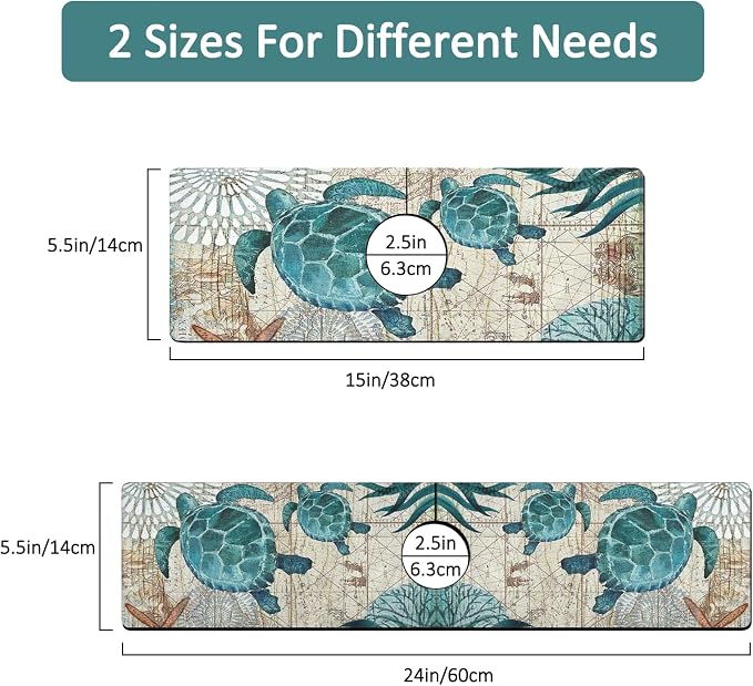 2 Pack Kitchen Sink Splash Guard Faucet Mat 15" X 5.5" Sea Turtle Absorbent Fast Drying Mat Faucet Draining Mat Sink Splash Guard Behind Faucet Drip Catcher for Kitchen Bathroom - Image 3