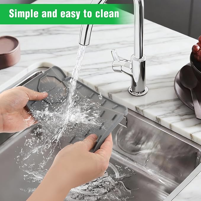 Kitchen Sink Splash Guard, Silicone Faucet Mat, 8.3 x 5.7 Inch | Soap Dish Pad, Sponge Holder Sink Trays, Faucet Handle Drip Catch For Bathroom, Kitchen, Countertop, Gadgets - Image 3