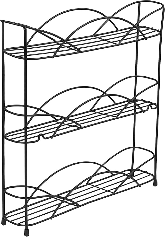 Spectrum 3 Tier Spice Rack Organizer Black Countertop Wire Shelf Spice Rack for Modern Kitchen Pantry Cabinet, Organize Spices with Three Tier Spice Shelf for Kitchen Storage with Wall Mount Option by Unknown