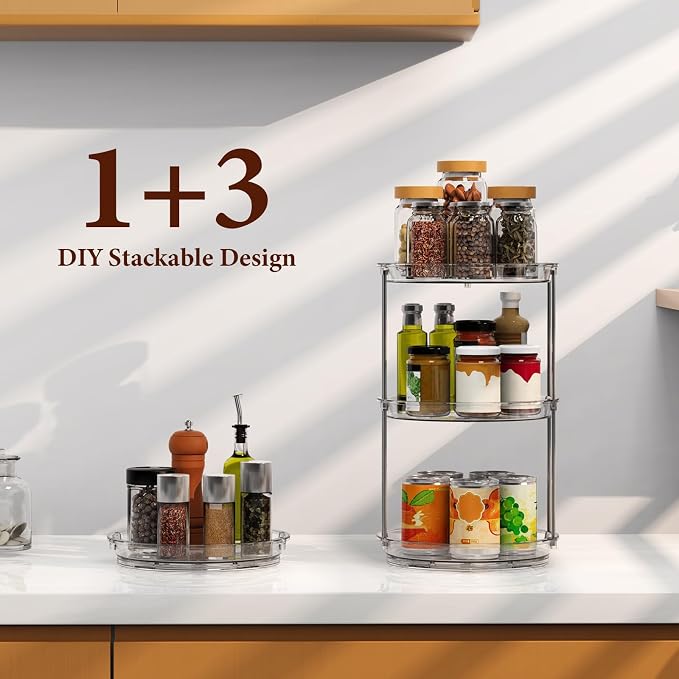 360 Rotating Makeup Organizer, 2 Tier Skincare & Perfume Holder for Bathroom Counter, Clear Spinning Vanity Tray, Lazy Susan Turntable Organizer for Dresser, Kitchen Cabinet - Image 7