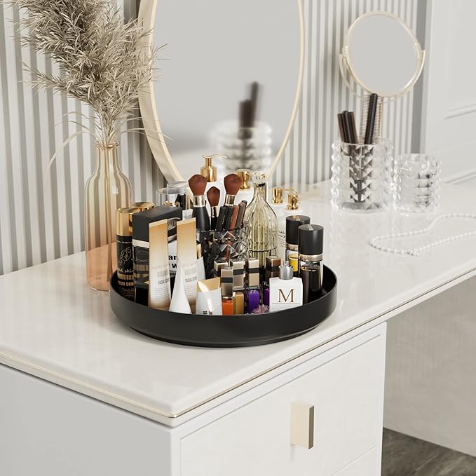 Ovicar Lazy Susan Turntable Organizer - 13 inch Rotating Spice Rack Metal Lazy Susan for Cabinet Pantry Kitchen Countertop Bathroom Refrigerator Table Storage, Black - Image 6