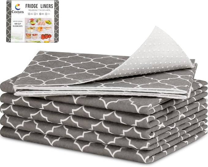 Cooyes Fridge Liners for Refrigerator, Drawer & Shelf Liners for Kitchen Cabinets Non-Adhesive, Breathable Cloth Material, Non-Slip, BPAfree, Machine Washable, Keep Produce Fresh Longer by Cooyes