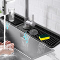 24-Inch Kitchen Sink Splash Guard Mat | 7° Slope for Fast Self-Draining | Snap-Lock Design | Universal & Cuttable Silicone Faucet Mat (Black) by Hugro+Tarfive