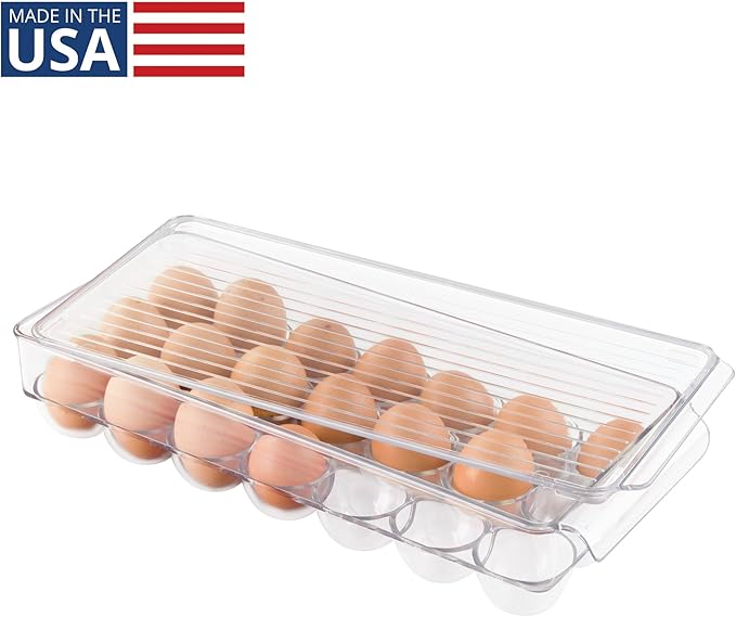 iDesign Clear Plastic Egg Holder for Fridge with Lid, 21 Egg | Storage Container, Organizer Bin - Image 2