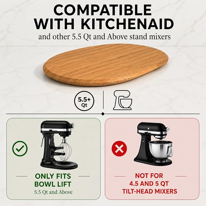 Ibyx Mixer Slider, Stand Mixer Sliding Mat, Natural, 5.5 Qt, Made in Canada | Compatible with KitchenAid, Smooth Glide Slider for Heavy Appliances, Scratch Free & Space-Saving Counter Solution - Image 5