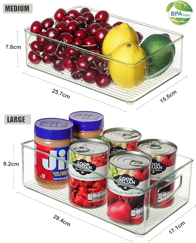Heyuzb Set of 8 Clear Fridge Organizer Bins, Stackable Refrigerator Organizers and Storage for Fridge, Freezer, Pantry, BPA Free - Image 6