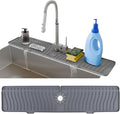 24 Inch Longer Faucet Mat for Kitchen Sink, Silicone Sink Faucet Mat Splash Guard 5° Slope Premium Kitchen Sink Splash Faucet Guard, Fast Self-Draining Mat (gray) by AAROO