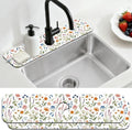 2 Pcs Kitchen Sink Splash Guard Faucet Mat Watercolor Plants Faucet Mat for Sinks Flowers Pattern Absorbing Drying Mats for Kitchen Bathroom, 23.6x5.5inch by CONCHLERY%E6%97%97%E8%88%B0%E5%BA%97