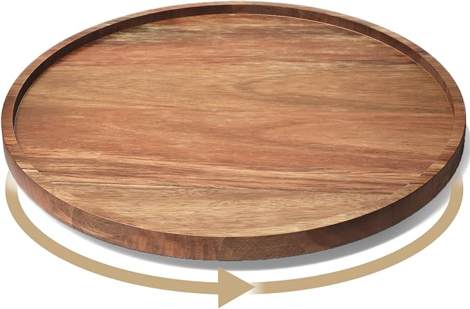 VERTORGAN Lazy Susan Bamboo Organizer for Kitchen,Cabinet(Large) | 360 Rotating Turntable,Spice Rack,Serving Tray,Pantry Vanity Organizer,Countertop Space-Saver by VERTORGAN