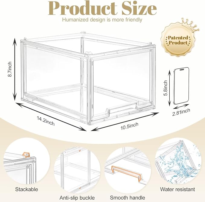 AZ.MIFENO Large Stackable Storage Drawers,Clear Thickened Drawer Organizers with Pull-Out Drawer for Skincare,Cosmetics, Ideal for Closet,Bathroom,Kitchen Undersink,Cabinet,Toy Organization (3 Packs) - Image 3