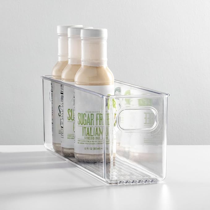 mDesign Plastic Kitchen Organizer - Storage Holder Bin with Handles for Pantry, Cupboard, Cabinet, Fridge/Freezer, Shelves, and Counter - Holds Canned Food, Snacks - 2 Pack - Clear - Image 3