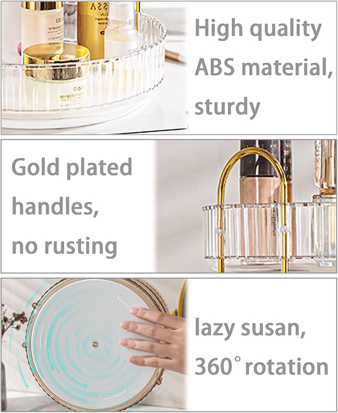 Rotating Makeup Organizer for Vanity, Large Capacity Skincare Perfume Storage, Bathroom Counter Organizer, 360 Spinning Cosmetic Dresser Countertop Organizers (Clear, 3 Tier) - Image 3