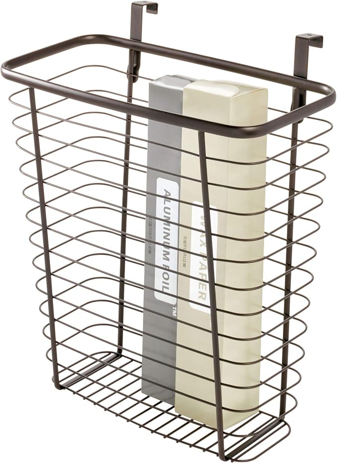 iDesign Steel Over-The-Cabinet Waste Basket or Storage Bin, The Axis Collection, 7.1" x 12.2" x 14.2", Bronze by iDesign