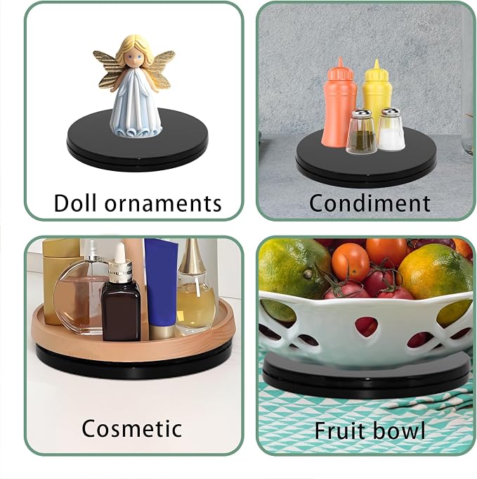 1Pcs Black Acrylic Lazy Susan 8 Inch Turntable Organizer Bearings | Mini Lazy Susan, Small Lazy Susan Turntable, 360° Rotating Swivel Plate for Spice Rack, Cosmetic, Cake, Pantry, DIY Display - Image 5