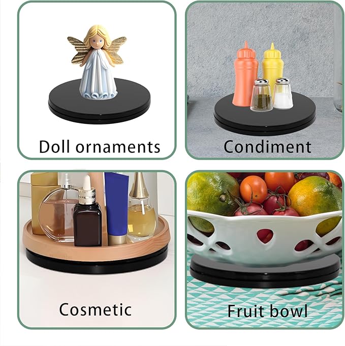2Pcs Black Acrylic Lazy Susan 7 Inch Turntable Organizer Bearings | Mini Lazy Susan, Small Lazy Susan Turntable, 360° Rotating Swivel Plate for Spice Rack, Cosmetic, Cake, Pantry, DIY Display - Image 5