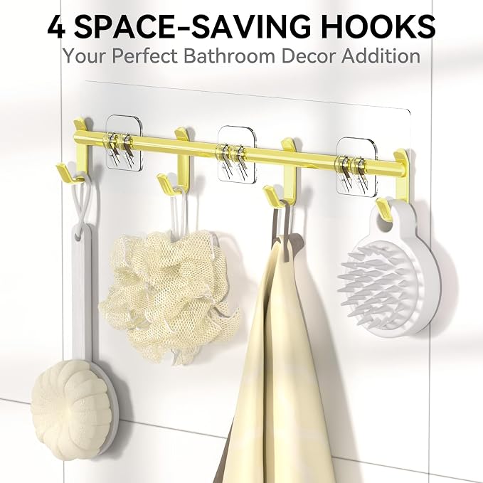Shower Caddy Adhesive, Rustproof Shower Organizer with Soap Holder, Large Capacity Shower Shelves for Inside Shower, No Drilling Bathroom Organizers and Storage for Home Decor（6 Pack Gold） - Image 5