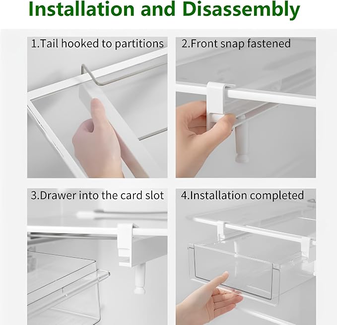 Upgraded Refrigerator Drawers Organizer - Pull Out Fridge Bins with Handle, Extra-Long 19.5" Stretchable and Deep Storage - Image 6