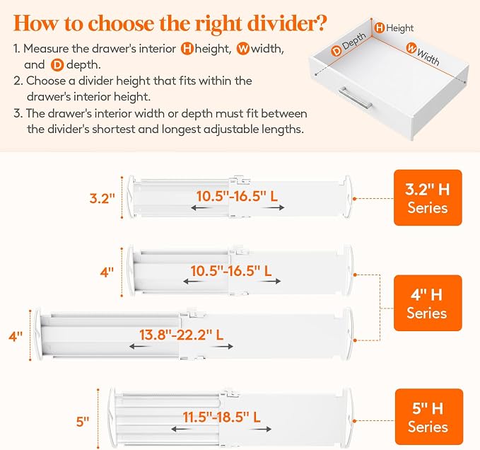 Lifewit 14 Pack 4" High Drawer Divider, Adjustable Drawer Organizer Clothes | 10.5"-16.5" Expandable White Plastic Separators for Dresser, Kitchen, Cabinet, Nursery, Office, Socks & Underwear Storage - Image 3