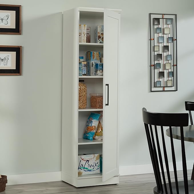 Sauder HomePlus Pantry Storage Cabinet, Soft White | Single Door, Adjustable Shelves, Kitchen Storage Cabinet - Image 4