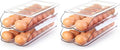 RoskDeewat Egg Holder for Fridge, Automatic Rolling Egg Container for Refrigerator, Stackable Fridge Organizers and Storage with Lid, Clear Plastic Egg Dispenser & Tray (2 Tier) (Pack of 2) by RoskDeewat