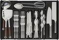 Black Expandable Silverware Drawer Organizer - Adjust From 11'' to 22'' - Knife,Cutlery,Spoons and Forks Organizer,Large 8 Grid Flatware,Silverware Tray,Utensil Organizer for Kitchen Drawers by Yieach