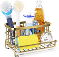 HapiRm Multifunctional Kitchen Sink Organizer with Removable Drain Tray, Quick Draining Rustproof Sink Caddy, Stainless Steel Kitchen Sponge Holder for Holds Sponge, Cleaning Towel and Scrubber - Gold by HapiRm