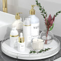 Oroyutor 13-Inch Oak Lazy Susan Vanity Tray with Silver Metal Rail | Rotating oak tray organizes spices, toiletries and decor on kitchen counters, bathroom vanities, dining and coffee tables. by Oroyutor
