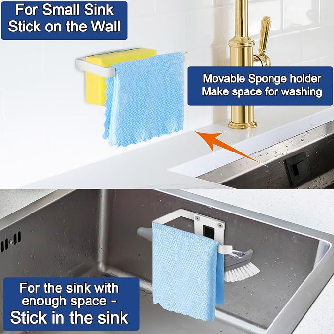 GAViA Sponge Holder for Kitchen Sink, Sink Caddy, Wall Hanging or in-Sink | Removable Sink Rack, Rustproof Brush Holder, Self-Draining Sink Organizer, Inside Sink, Wall-Mounted, White, No Drilling - Image 6