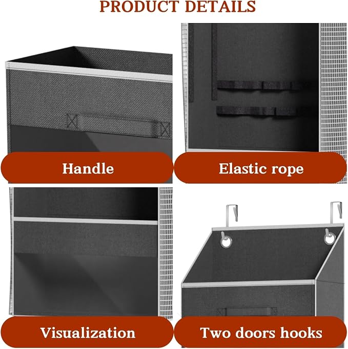 Over Door Wrapping Paper Organizer Storage with 3 Removable Drawers & Side Pockets – Dual Use Design with Elastic Straps – Christmas Gift Wrap Storage for Ribbons, Bows, Ornament and Other Tools 1Pack - Image 7
