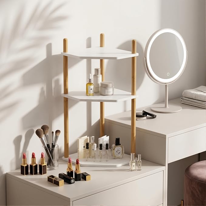 3-Tier Extra Tall Bamboo Corner Shelf, Kitchen Countertop Wine Bottle Organizer, Corner Counter Storage Rack for Pantry, Spice & Wine Organizers and Storage - Image 6