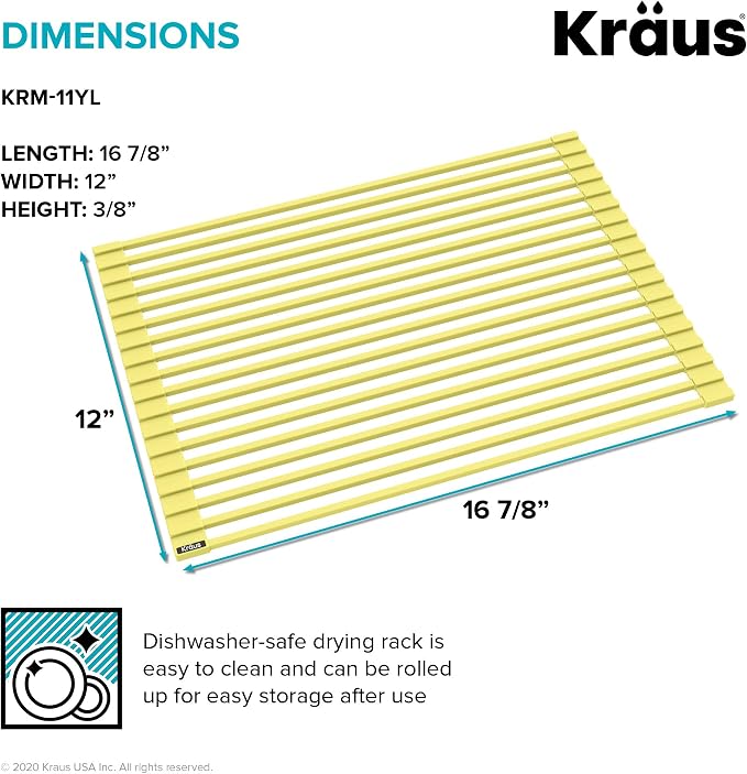 Kraus Multipurpose Workstation Sink Roll-Up Dish Drying Rack, Colander and Trivet in Black, KRM-11BL - Image 7