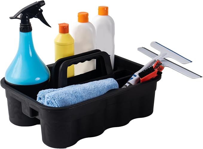 Matthew 3 Pack Large Plastic Tote Tool & Deluxe Supply Cleaning Caddy with Handle Portable Shower Basket Storage Caddy for Cleaning Products,Take-Out Drink,Bathrooms - Black - Image 3