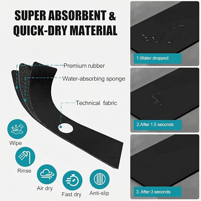 Cuttable Kitchen Sink Faucet Mat: 24"Lx5.5"W Splash Guard with Center Hole | Customizable Absorbent Non-slip Fabric Rubber Mat, Cut to Fit 2,3,4 Holes Irregular Sink with Soap Dispenser Air Gap - Image 4