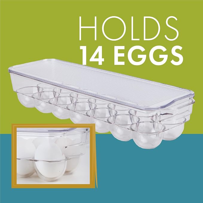 Dial Industries Fridge Egg Storage Holder, 14 Egg Container with Lid | Keeps eggs upright and easy to see, container top allows stacking, protects against spills, fits refrigerator door or shelf - Image 5
