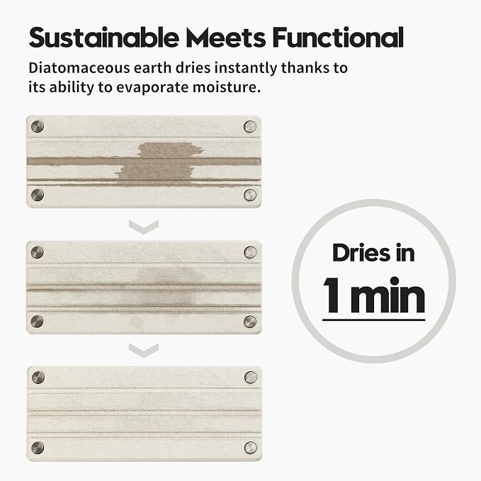 2 Pack Fast Drying Water Absorbing Diatomite Stone Mat Tray for Kitchen & Bathroom Counter - Instant Dry Sink Caddy Organizer - Vanity Holder for Soap and Sponge – Beige Gray 10" x 4" - Image 3
