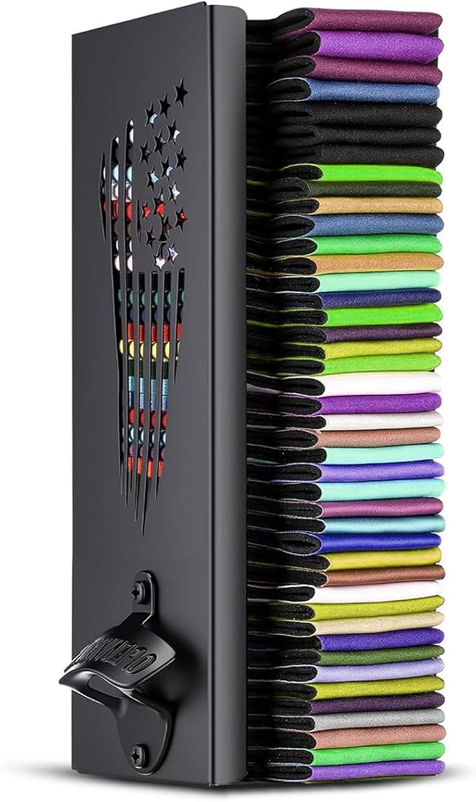 2 in 1 Metal Can Cooler Holder with Bottle Opener - Wall Mount, Compatible with Standard Can Cooler, Beer Sleeves Organizer and Dispenser for Home Family Bar by Unknown