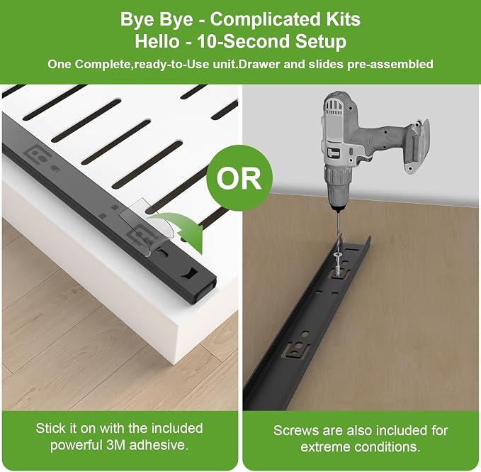 2-Pack Expandable Pull Out Cabinet Organizer 16.5"Deep(12.2"-20.5"W), 3 Full Extension Glides Slide Out Drawers, Roll Out Shelves Adhesive Raising Pad,Compatible Framed Cabinets,90lb Cap,White - Image 6
