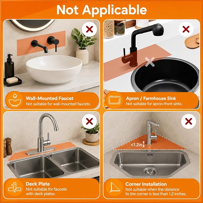 24 Inch Silicone Faucet Mat for Kitchen Sink Splash Guard, W/Sink Baffle | BPA-free silicone, Heat-resistant, non-slip, and built to withstand daily kitchen use, dishwasher safe and simple to rinse - Image 3