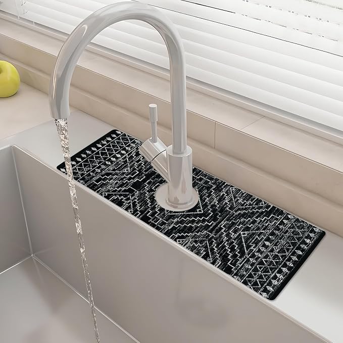 15" X 5.5" Kitchen Sink Splash Guard Faucet Mat Aztec Super Absorbent Fast Drying Faucet Guard & Draining Mat Sink Splash Guard Behind Faucet for Kitchen, Bathroom by Unknown